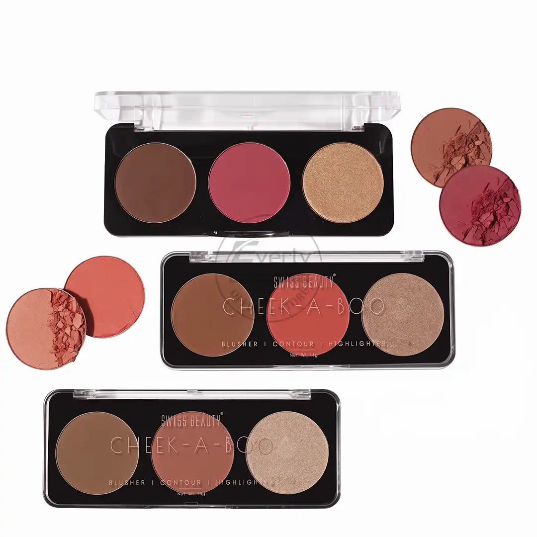 Swiss Beauty CHEEK-A-BOO 3-in-1 Face Palette Blusher, Contour & Highlighter - 8gm